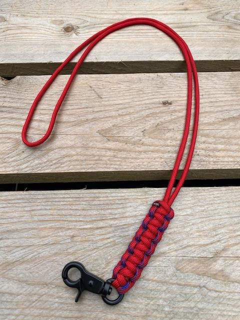 Fløjtesnor, Cobra flettet Imperial Red / Imperial Red-Electric Blue